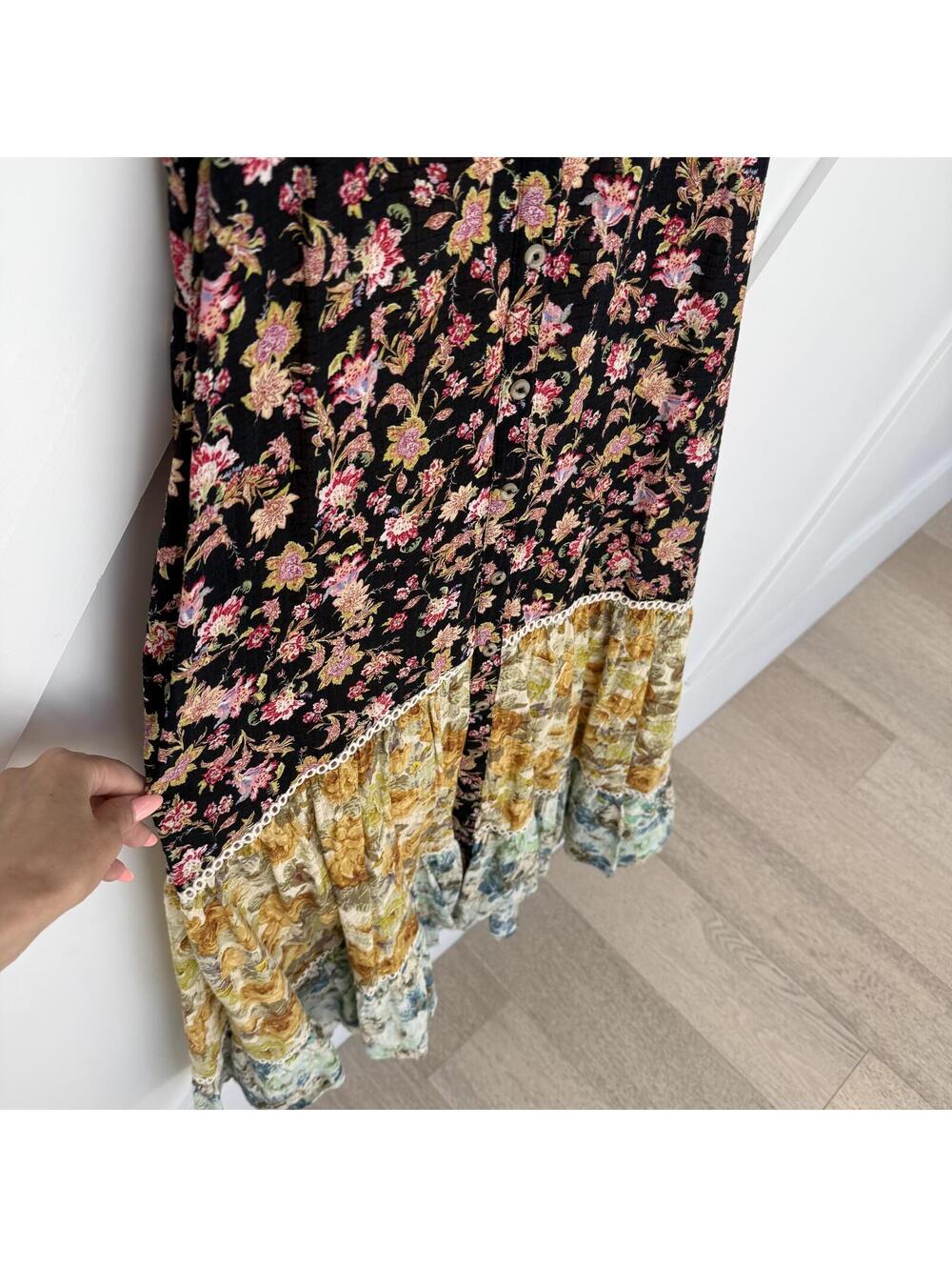 Anthropologie Floral Patchwork Maxi Dress Boho Cottage Core XS - Picture 8 of 8